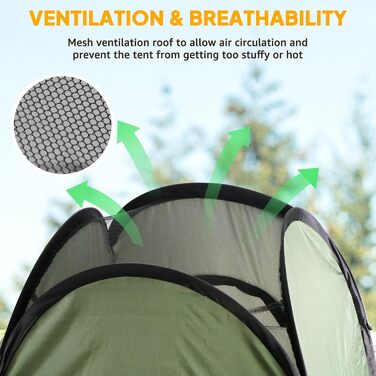 Chihee Pop-Up Privacy Tent - Portable Camping Bathroom Tent with Floor - Green