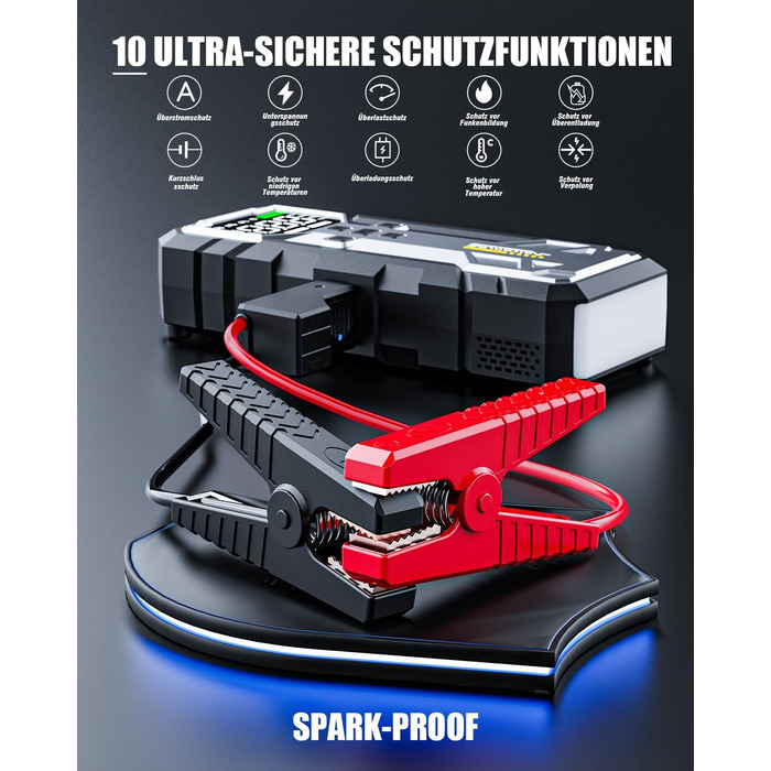 Powerbank Starthilfe 7000A з компресором та LED-ліхтариком: 160PSI, 12V для бензинових та дизельних авто