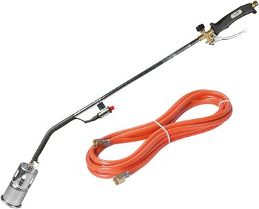 Walter Weed Burner and Weed Killer with Piezo Ignition, for weed control, moss removal, asphalt roofing, and film welding, including 5m propane hose and 4 bar propane regulator.