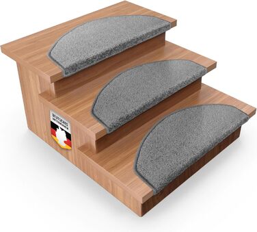 Casa Pura Dynasty Velour Non-Slip Stair Treads - 15 Piece Set - Silver Gray