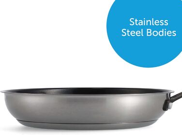 Набір посуду BK Ceramic Black з нержавіючої сталі, 7 предметів: сковорода, каструля, сотейник, індукція, безпечна керамічна антипригарна поверхня без PFAS, чорний (24 см, сковорода)