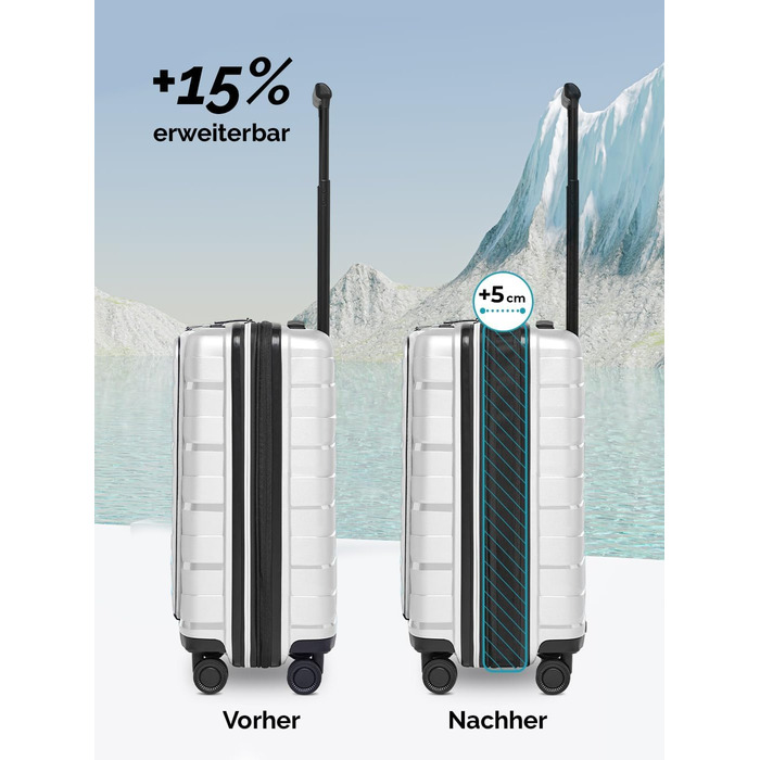 Чемодан середнього розміру з жорстким корпусом, розширюваний | Trolley 45 x 27 x 66 см з поліпропілену | Унісекс, вага 3,7 кг | Подвійні колеса & TSA-замок (Travel) | Відділення для ноутбука (55 см)