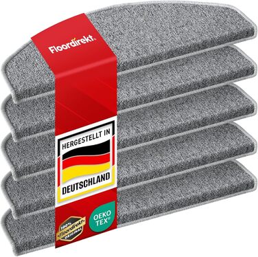 London Pro Stair Treads - 15 Piece Set - Non-Slip Carpet Stair Treads - 25x65 cm (Grey)
