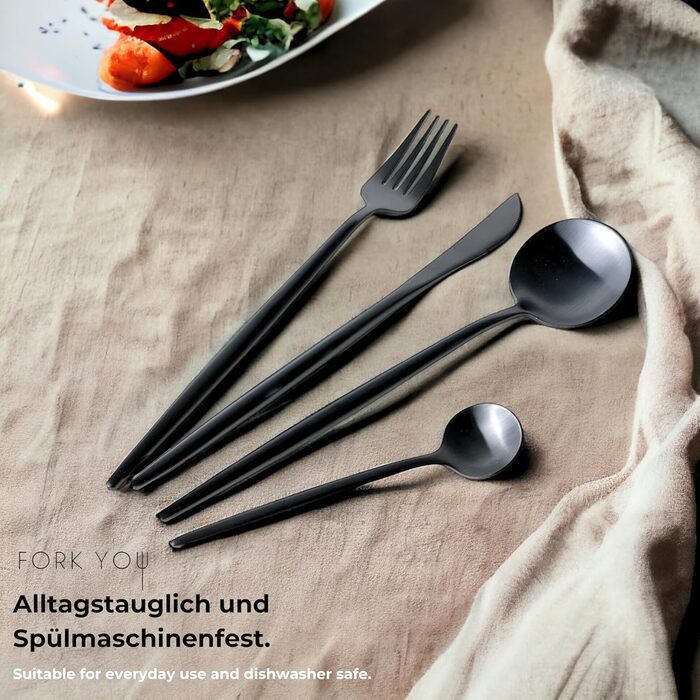 Набір столових приборів FORK YOU, 16 предметів, мідне матове покриття, нержавіюча сталь, для 4 осіб, можна мити в посудомийці, подарунковий набір у коробці