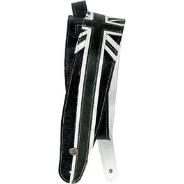Гітарний ремінь D'Addario Planet Lock для акустичної та електрогітари, чорний сатиновий (Union Jack Black & White)