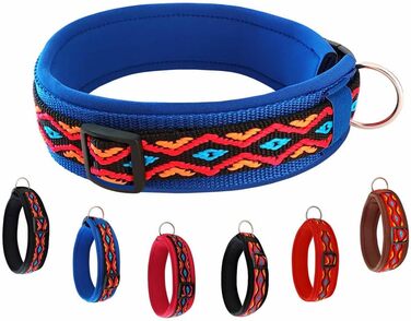 Нашийник для собак Extra-Wide & Soft з неопреновим наповнювачем, кольоровий на синьому, розмір XS (32-37 см)