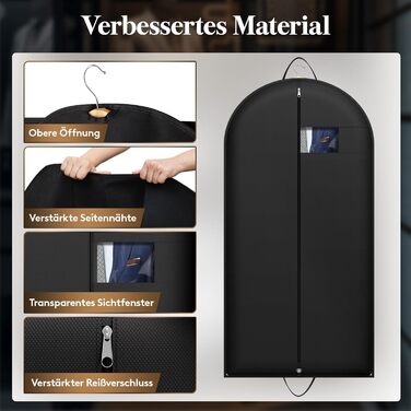 Чохол для одягу Lifewit 120 GSM з мішком для взуття - для костюмів, піджаків, ансамблів. Ідеально для подорожей та зберігання. Розмір 120 x 60 см.