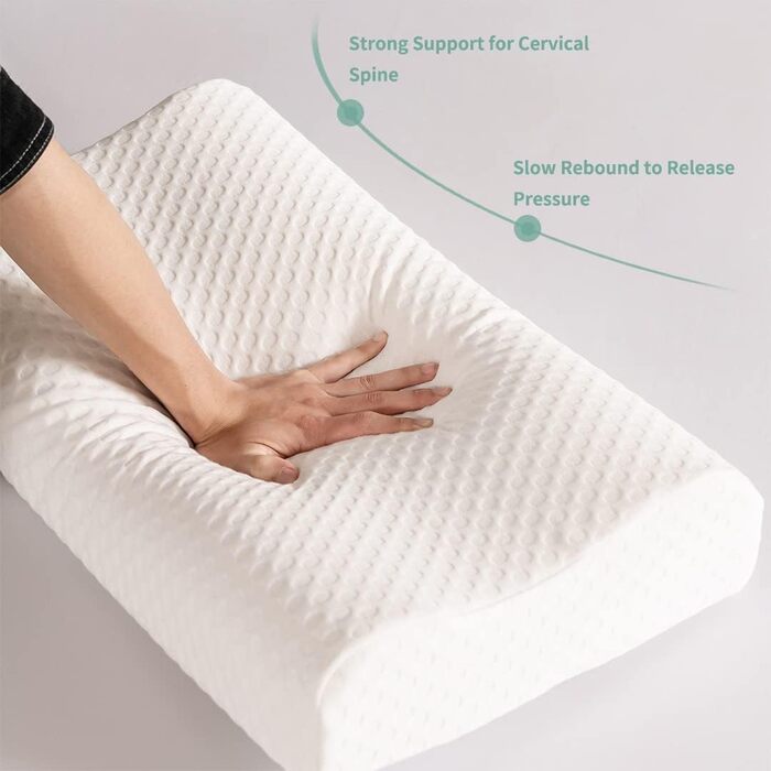 Good Night Memory Foam Cervical Orthopedic Neck Support Ergonomic Pillow Contour Groove Pillow for Neck Pain Side Sleepers (65 * 35 * 11/9)