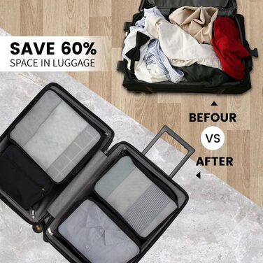 Органайзер для валізи 12 шт. - комплект водонепроникних кубиків для подорожей, сімейних поїздок та зберігання вдома (Чорний, 7 кубиків + 1 кабінна сумка 20л)