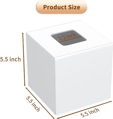 AITEE Acrylic Tissue Box Cover: white square tissue holder, napkin dispenser for home, bathroom, kitchen, bedroom, office, coffee table, restaurant