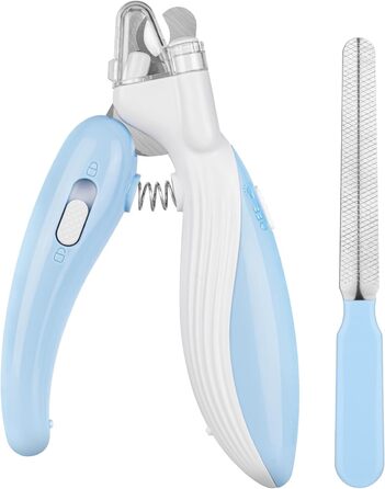 Триммер для когтів тварин Flintronic: безпечний, з LED-підсвіткою, для котів та собак, з пилозахистом (блакитний)