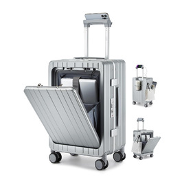 Чемодан-валіза Sea Choice Handgepäck з відділенням для ноутбука 15.6', з PC корпусом, USB-портом, TSA замком та коліщатками 360° (Срібний)