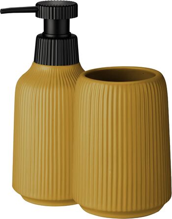 KADAX Bathroom Accessory Set, Modern Bathroom Accessories, Ceramic Bathroom Accessories, Bathroom Accessories (White: Toothbrush Holder, Soap Dispenser, Toilet Brush) (Yellow: Toothbrush Holder, Soap Dispenser, 2)