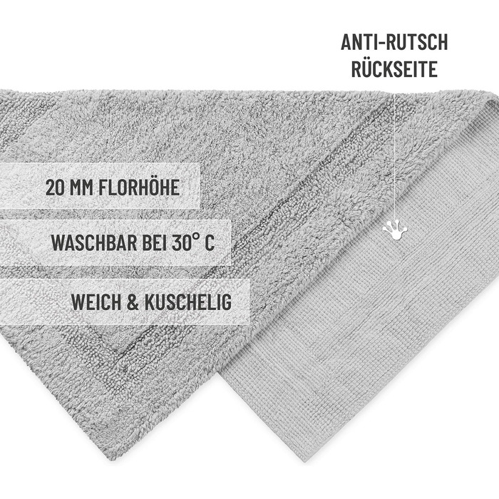 Килимок для ванної кімнати Wecon Home Hilda, бежевий, 55x65 см, з антиковзким покриттям, сертифікат Oeko-TEX Standard 100, можна прати в машині