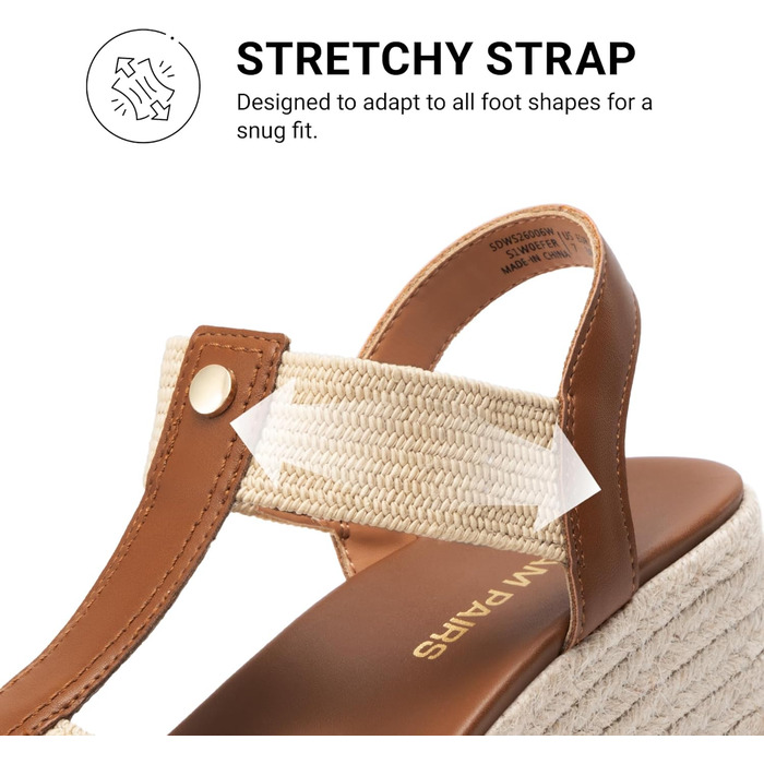 Босоніжки жіночі DREAM PAIRS на танкетці Espadrille, коричневі, 38.5 EU - зручні сандалі для відпочинку та пляжу з підтримкою склепіння стопи