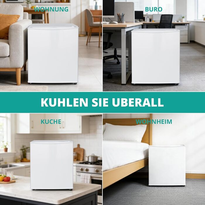 Міні-холодильник SMETA 48L з морозильною камерою, 230V. Тихий настільний холодильник для офісу, кемпінгу, спальні та готелю. Регульований термостат, 39dB, 0-10℃