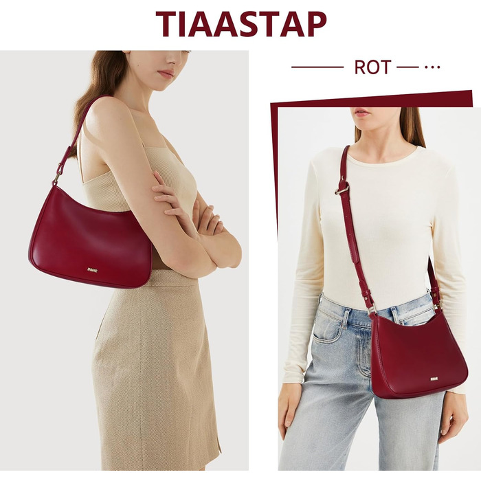 Сумка жіноча TIAASTAP Hobo Bag червона: стильна сумка на плече з PU шкіри для дівчат-підлітків