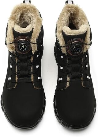 Зимові захисні черевики: чоловічі та жіночі робочі черевики з поворотним замикачем, неслизькі, зі сталевим підноском, водонепроникні, теплі, чорні, 42 EU