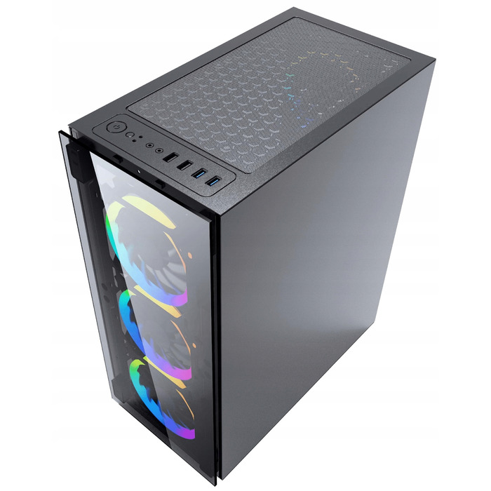 Корпус для комп'ютера Gembird Fornax 1500 RGB Midi Tower, загартоване скло, 4 вентилятори