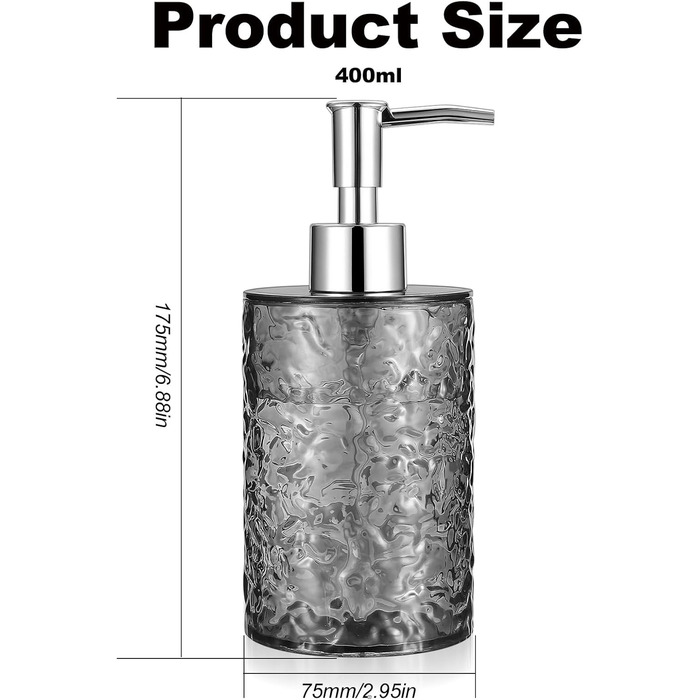 Дозатор мила для кухні та ванної кімнати, 400 мл, пластиковий, циліндричний | Дозатор мила, шампуню, гелю для душу