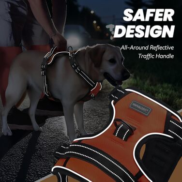 Нашийник для собак VIVAGLORY Easefit, антинатяг, з ручкою, для прогулянок та тренувань, м'який, антивислизаючий, для собак середнього розміру (XL, обхват грудної клітки 76-99 см, помаранчевий)