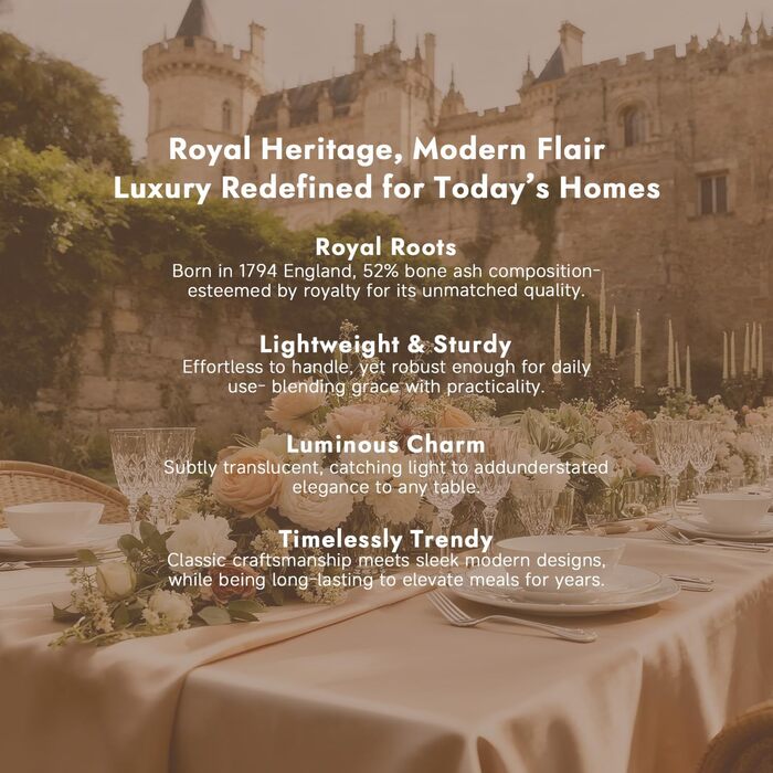 Сервіз HIKAA на 6 осіб, 18 предметів, з кісткового фарфору, набір тарілок, безпечний для мікрохвильової печі та посудомийної машини, для дому, весіль, легкий та довговічний (білий)