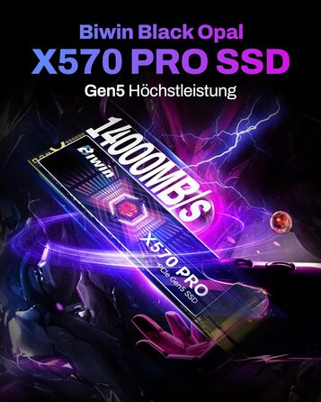 BIWIN SSD X570PRO Gen5 2TB – Швидкий NVMe PCIe 5.0 накопичувач для ПК та ноутбука, 14000 MB/s, 3D TLC NAND