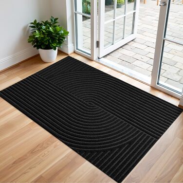 Привратний килимок FEOMOS 90x150 см, вологостійкий та антиковзаючий килим для дому, вхідної зони, кухні та балкона, чорний