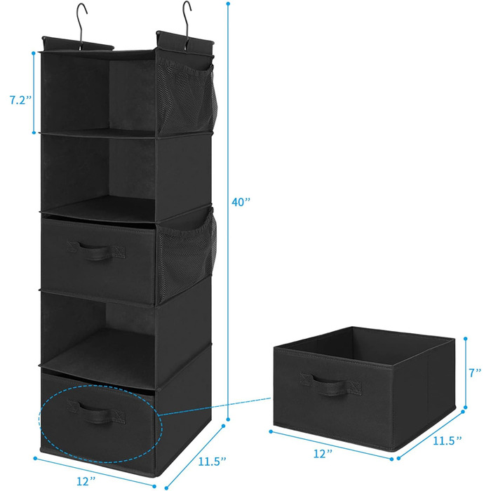 Органайзер для шафи MAX Houser з 5 полицями, підвісний, для економії місця, з 4 кишенями збоку, складний, бежевий