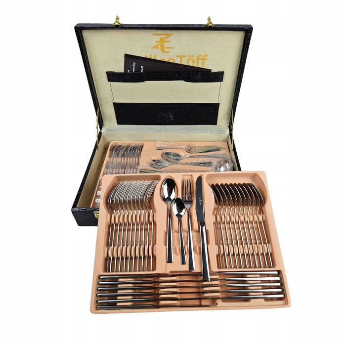 Преміальний набір столових приборів із нержавіючої сталі на 12 осіб (72 предмети) у кейсі