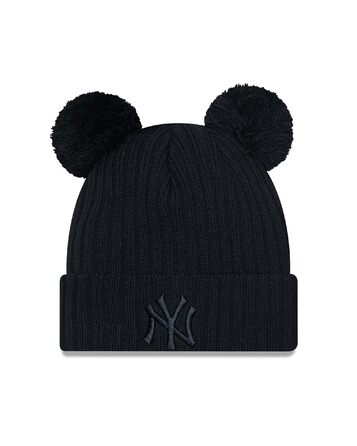 Шапка New Era New York Yankees Rose MLB Double Pom Cuff Knit - жіноча, чорна
