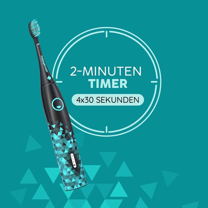 Електрична звукова зубна щітка happybrush® Eco Vibe 3 - Чорний колір - Набір з 4 насадок - Тестовий лідер - 100 днів тестування