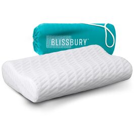 Ортопедична подушка BLISSBURY з ефектом пам'яті (Memory Foam) для шиї та голови, регульована анатомічна подушка від болю в шиї для сну на боці та животі, з бамбуковим чохлом та гіпоалергенною вугільною піною