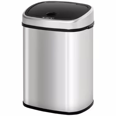 HOMCOM 48L Trash Can with Infrared Sensor, Hygienic, Stainless Steel in Silver, L40.5 x W29.5 x H68 cm for Effortless Disposal