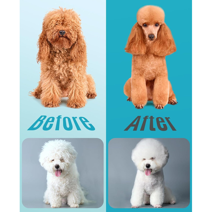 Професійна машинка для стрижки собак Oneisall для густого хутра, потужна та з металевою насадкою, бездротовий триммер для собак, Cockapoo, Пудель, блакитний