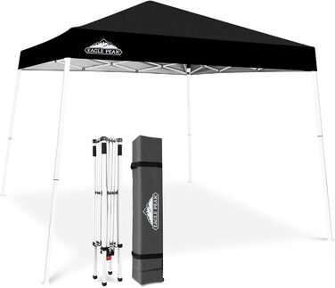 EAGLE PEAK 3x3m Event Tent with Slanted Legs, Pop-up Pavilion for Outdoor Use, UV Protection 50+, Waterproof, Foldable, Folding Pavilion for Camping, Garden, Party, Dark Blue (Black)