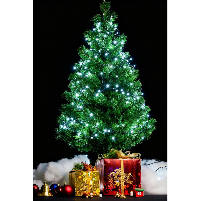 Льо́дова гірлянда LED WISD 23м, 200 LED, 12 режимів, димер, таймер, EU-штекер - декор для ялинки, балкона, кімнати, саду (білий, 1000 LED)