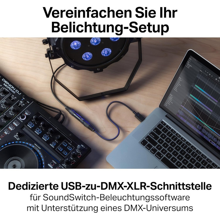 SoundSwitch Control One: Професійний DMX контролер освітлення для DJ з 3 місяцями доступу до програмного забезпечення SoundSwitch, підтримка DMX та Phillips Hue (Micro DMX, чорний)