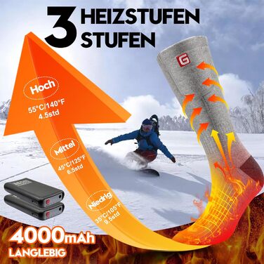 Спортивні грілки для ніг Svpro з акумулятором для чоловіків та жінок. Електричні грілки для ніг, теплі, для кемпінгу, полювання, сірі (L).