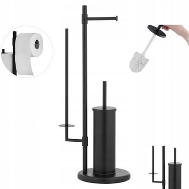 Набір для туалету Yoka Home: тримач для туалетного паперу та йоржик, чорний, стиль лофт