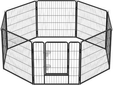 Вольєр для тварин Feandrea Freilaufgehege XL (77x80 см), чорний, з 8 панелей, DIY, для дому та вулиці