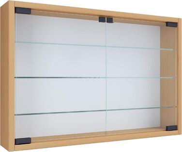 Підвісна скляна вітрина VCM Mandosa M, біла, 40x60x10 см, з загартованим склом, сучасна настінна вітрина для зберігання, компактна, для дому чи офісу