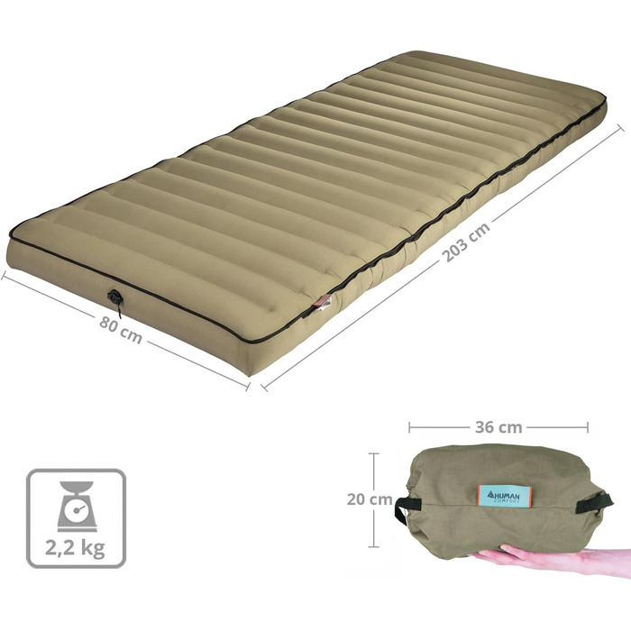 Надувний матрац для гостей Human Comfort - 100% бавовна (зелений)
