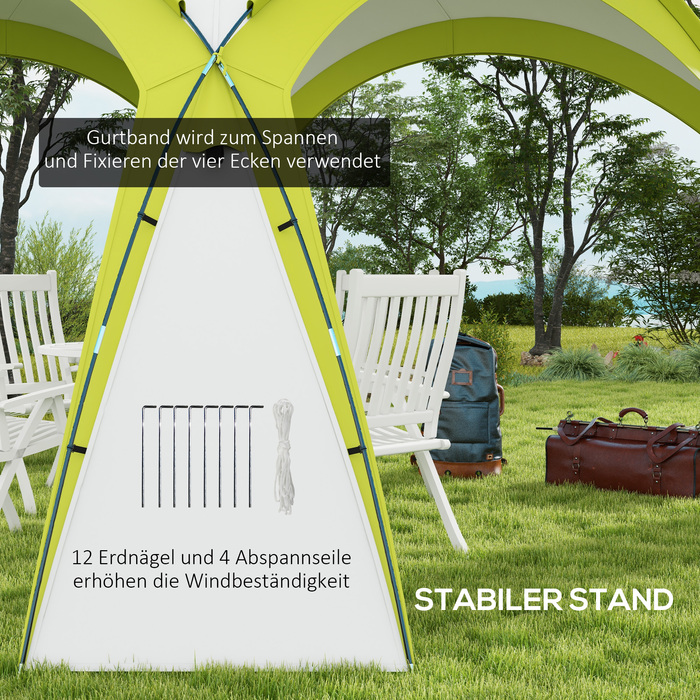 Намет Event Shelter від Outsunny, 3,5 x 3,5 м з дверцятами на гачках, водовідштовхувальний, зимостійкий, ідеальний для саду, вечірок, фестивалів, кемпінгу. Зелений колір | Aosom