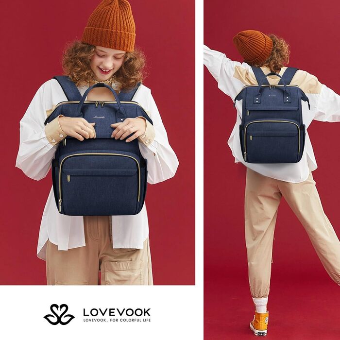 LOVEVOOK Рюкзак для жінок, шкільний/університетський, водонепроникний, з USB-портом, для роботи, подорожей, 17