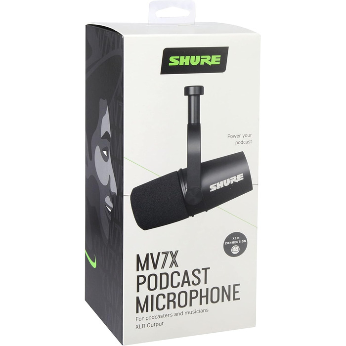 Мікрофон Shure MV7X XLR – Динамічний мікрофон для подкастів та вокалу, з технологією ізоляції звуку, чорний