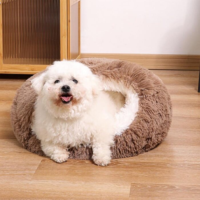 М'яке ліжко для собак та котів у формі мушлі, 60x60 см, Khaki. Зручне, тепле, м'яке ліжко для домашніх тварин, легко миється.