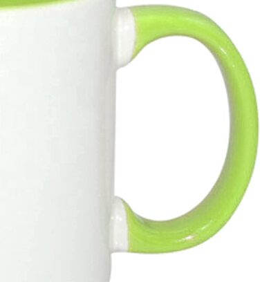 MR.R Set of 6 Sublimation Blanks, 334 ml, Dishwasher-Safe Ceramic Coffee Mugs, Green Color, Interior Cup and Handle, Drinking Cup for Milk, Tea, Cola, Water