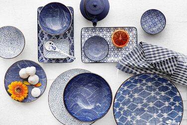 Японський блакитний суші-набір Nippon з подарунковою коробкою та палочками (4 шт.) 21x13.5 & 9.5x3 см