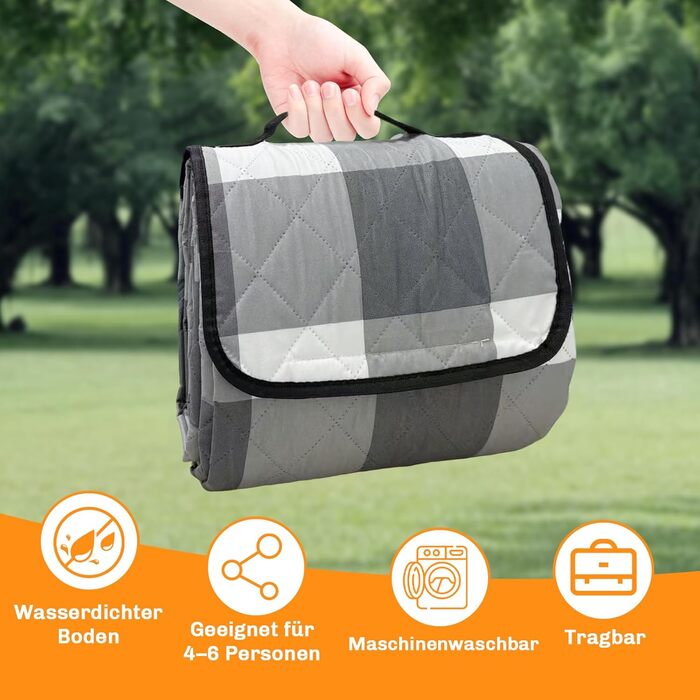 Плед для пікніка 200x200 см водонепроникний, великий, антипісовий, ізольований, м'який, миючий для пляжу, кемпінгу, парку